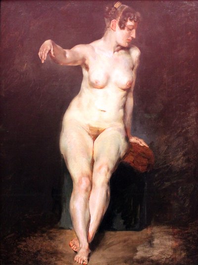 Seated Female Nude by Ferdinand Victor Eugene Delacroix